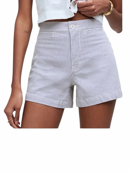 Madewell Pants - Madewell The Emmett High Waist Striped Women's Shorts - Navy/White